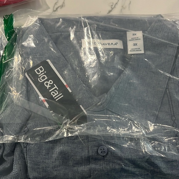 NEW 3X Cubavera Men's Geo Embroidered Panel Chambray Shirt - Picture 4 of 4